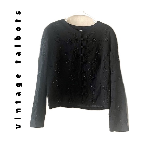 vintage Talbots button-up jacket blazer with beautiful intricate beaded details - Picture 3 of 16